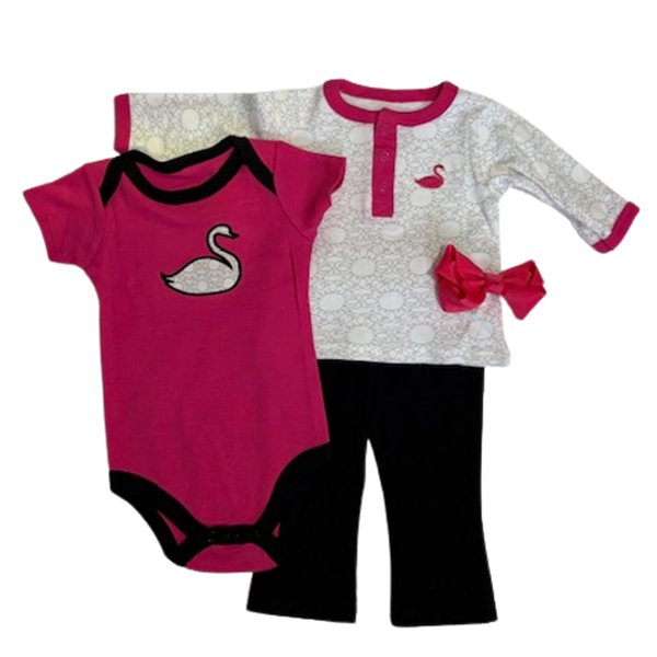 Girls Swan in Hot Pink and Black outfit 0 - 3 for reborns - Keepsake Cuties Nursery