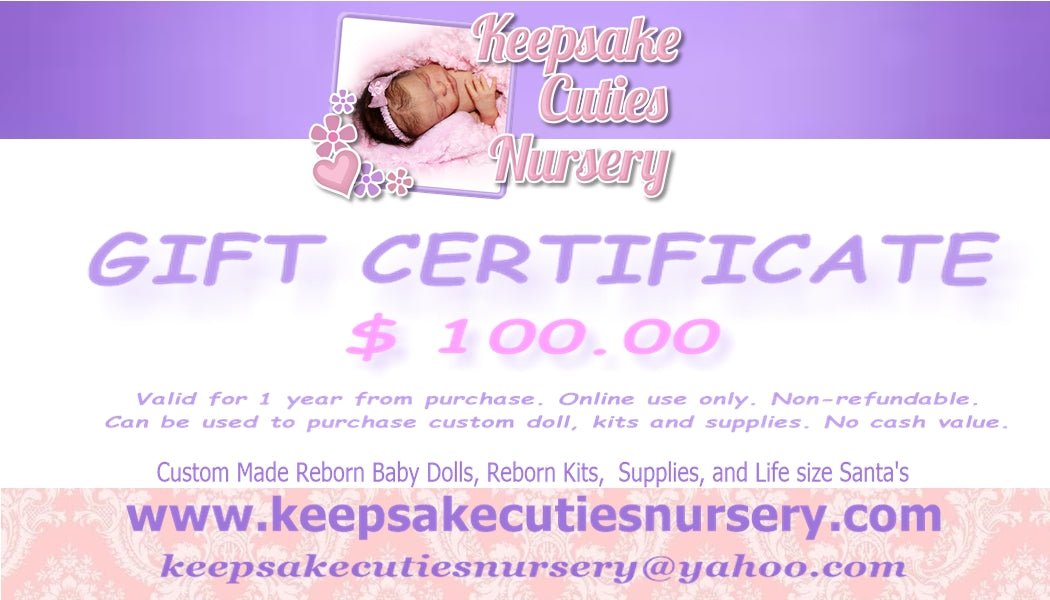 Keepsake Cuties Nursery Gift Certificates - Keepsake Cuties Nursery